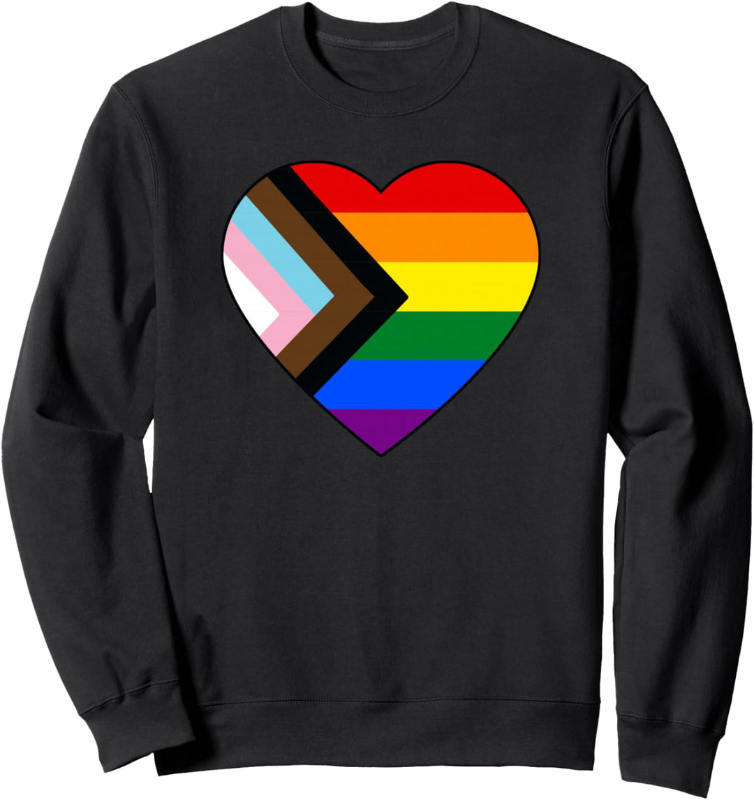 Progress Pride Flagge Regenbogenherz LGBTQ Inclusion & Love Sweatshirt