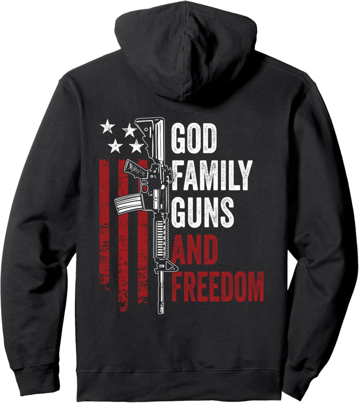 AR15 Pro Gun USA-Flagge "God Family Guns & Freedom", auf der Rückseite Pullover Hoodie