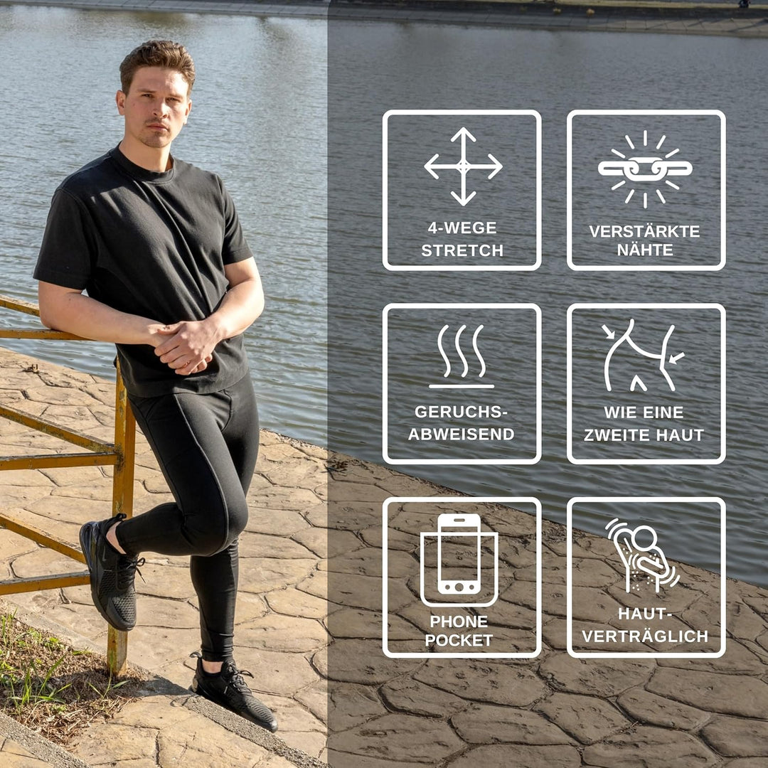 Kapow Meggings für Herren 'Supreme Range': Deluxe Kompressionsleggings mit Taschen für Streetstyle,