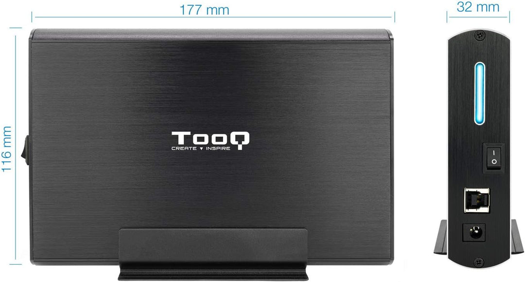 TOOQ TQE-3531B - 3,5"-HDD-Gehäuse, (SATA I/II/III, USB 3.0), Aluminium, LED-Anzeige, Schwarz