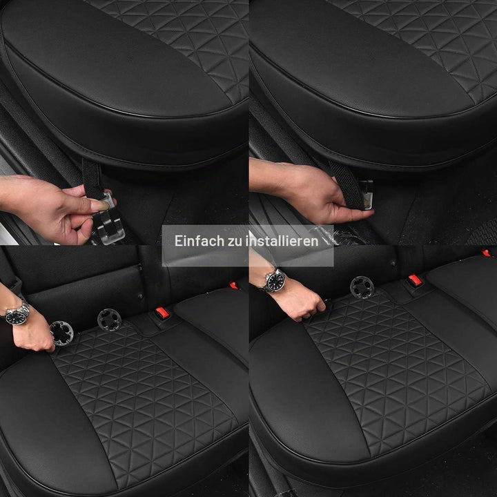 Black Panther PU-Leder Sitzauflage Rückbank Auto, passend für 90% Aller 4-türigen Autos, dreieckig g