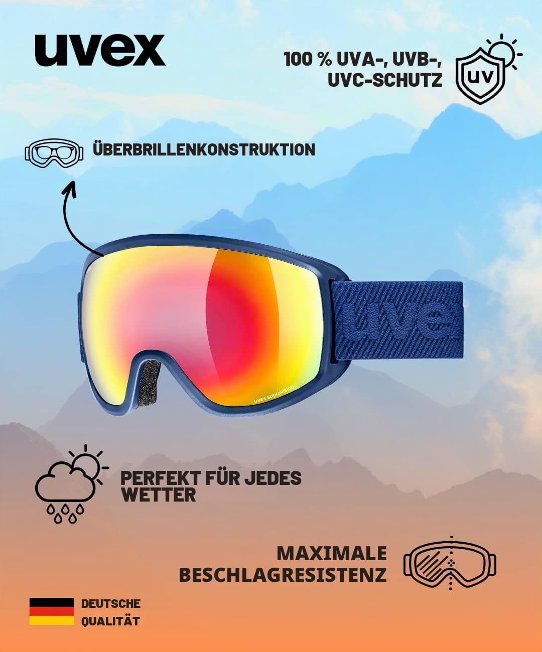 Uvex Unisex Topic Fm Sphere Skibrille (1er Pack) Einheitsgrösse navy matt/rainbow-rose, Einheitsgrös