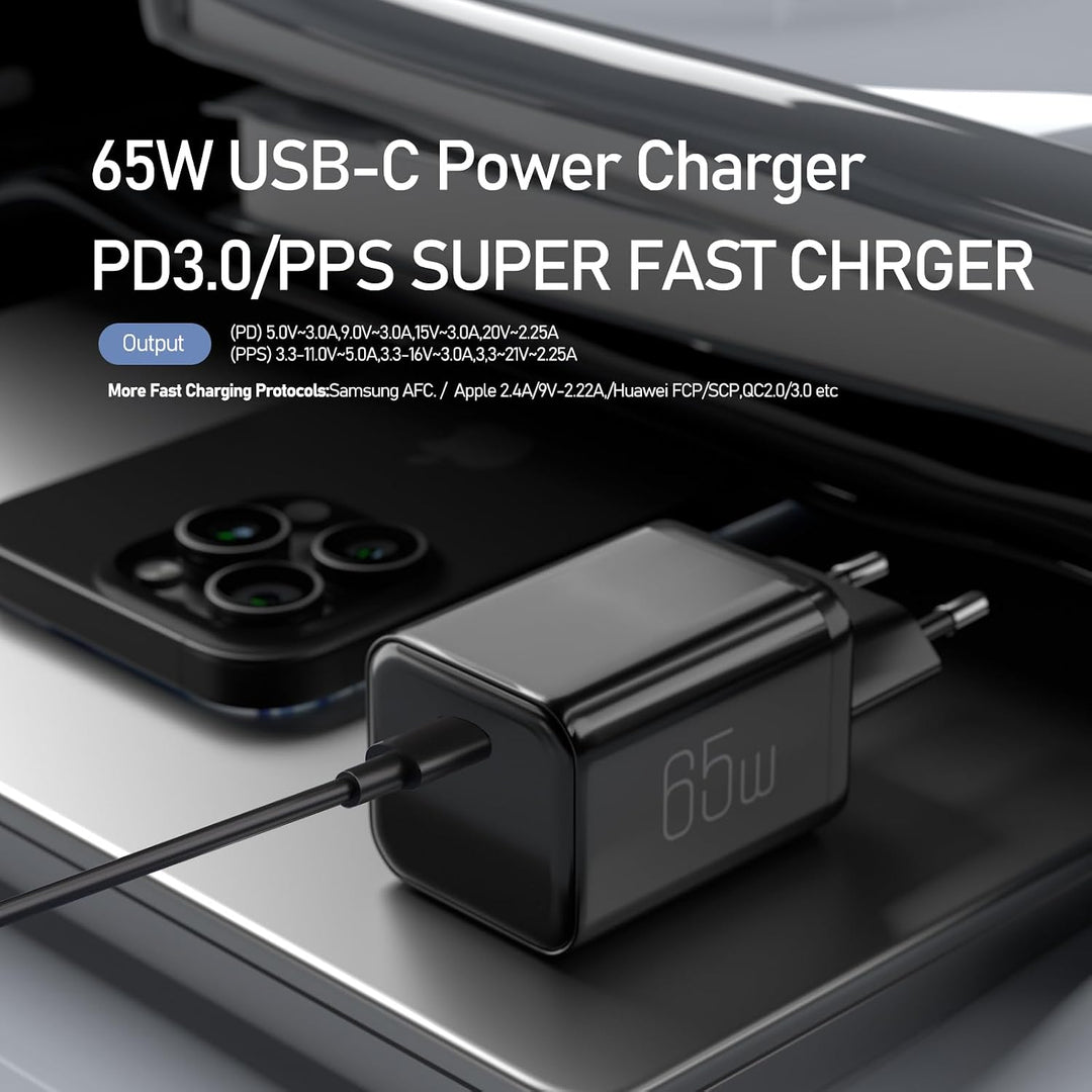 2 Stück 65W USB C Ladegerät Netzteil GaN Fast USB PD Charger Adapter Handy Schnellladenetzteil Steck