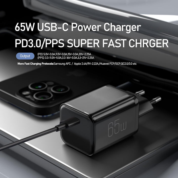 2 Stück 65W USB C Ladegerät Netzteil GaN Fast USB PD Charger Adapter Handy Schnellladenetzteil Steck
