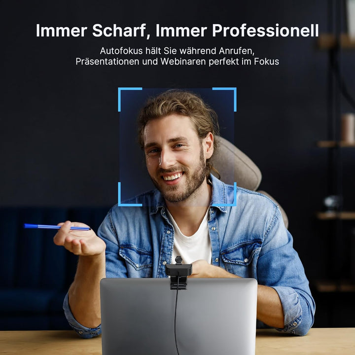 NexiGo N60 Pro 4K Webcam, Sony-Sensor, Autofokus, 1080p 60fps, Noise-Cancelling-Mikro, Sichtschutz,