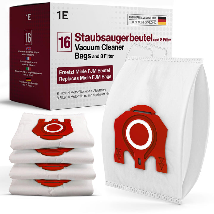 16 Staubsaugerbeutel für Miele Staubsauger [Compact C2 & C1, Complete C1] Ersetzt FJM inkl. 4 Motor-