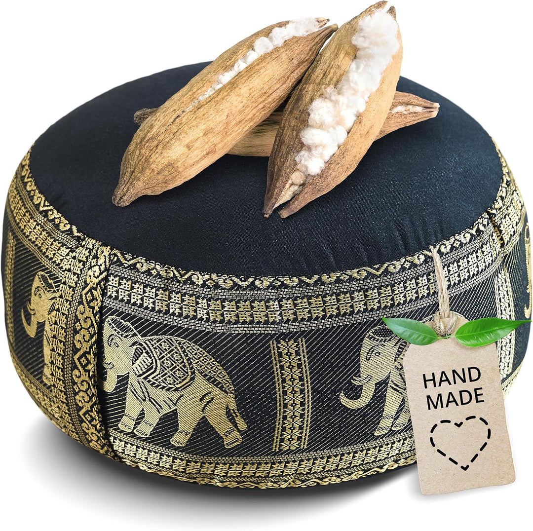 Livasia Meditationskissen Thaiseide, Yogakissen klein mit Kapok, Pouf, Bodenkissen Yoga Zen Meditati