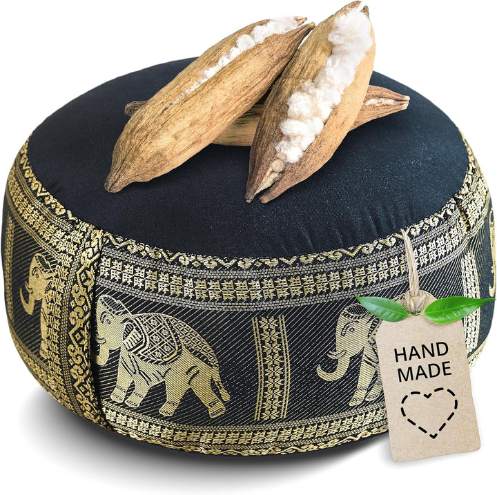 Livasia Meditationskissen Thaiseide, Yogakissen klein mit Kapok, Pouf, Bodenkissen Yoga Zen Meditati