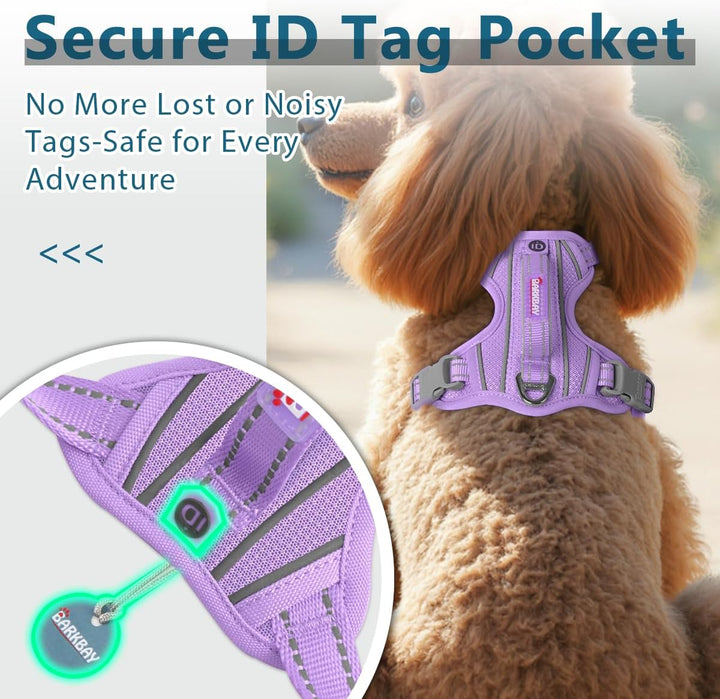 BARKBAY Hund Brustgeschirr, kein Ziehen, mit Tasche für ID-Tag, strapazierfähig, reflektierend, einf