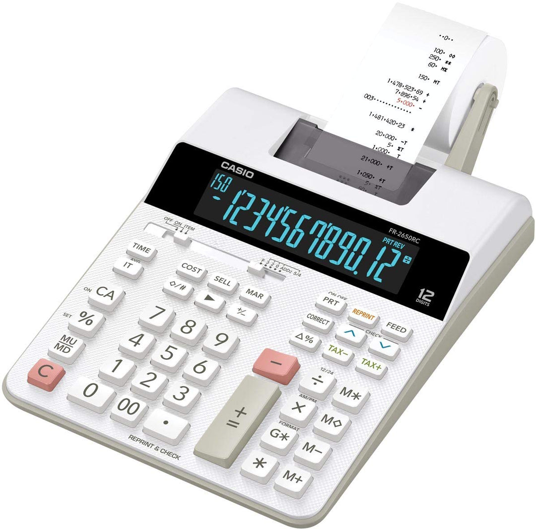 CASIO Druckender Tischrechner FR-2650RC, 12-stellig, 2-Farbdruck, Steuerberechnung, Netzbetrieb inkl