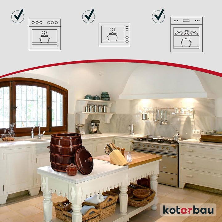 KOTARBAU® Gärtopf Steinguttopf 16 L Sauerkrauttopf Gurkentopf mit Deckel Keramiktopf Einmachtopf Ste