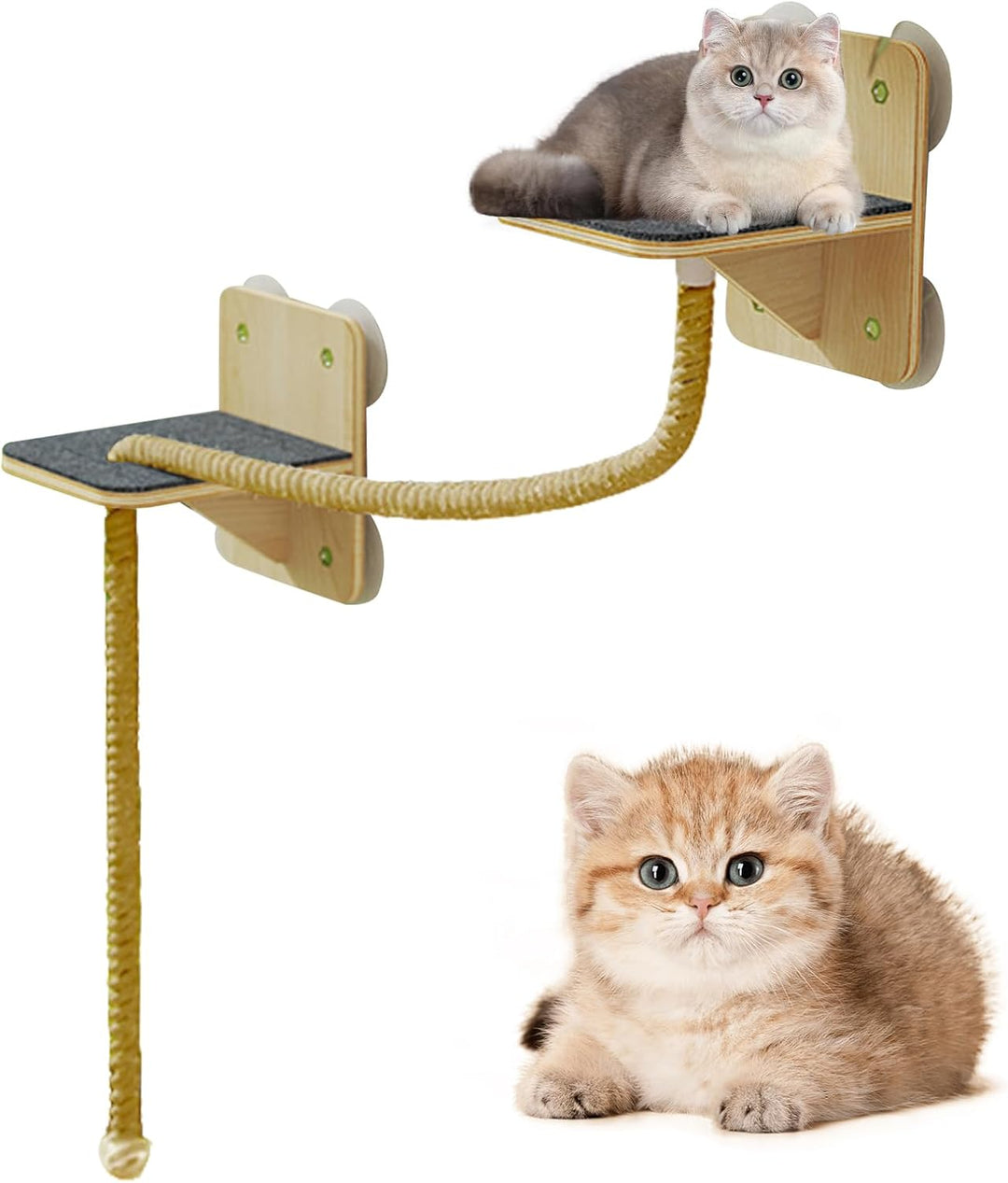 Katzenkletterseil - Katzenseil Wandmontiertes Klettertau - mit Saugnapf-Befestigungszubehör, Einfach