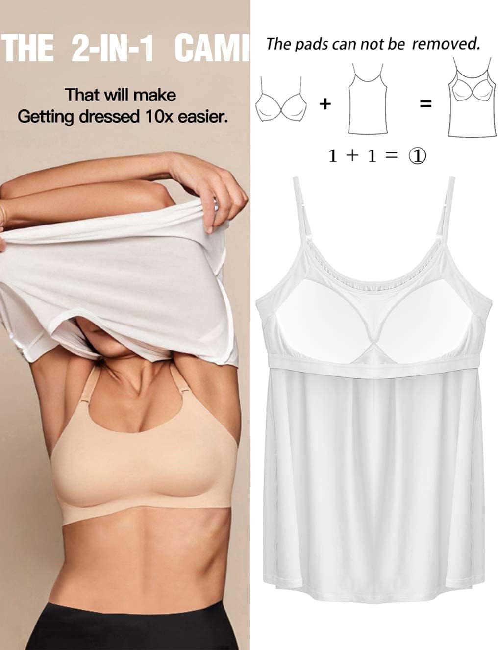 STARBILD Damen Top Mit Unterhemd BH-Hemd Basic Tank Tops U-Ausschnitt Oberteile Bequeme Frauen Shirt