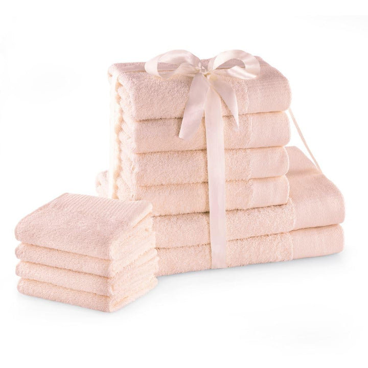 AmeliaHome Handtuch Set Hellrosa 4 Gästetücher 30x50 cm 4 Handtücher 50x100 cm und 2 Duschtücher 70x