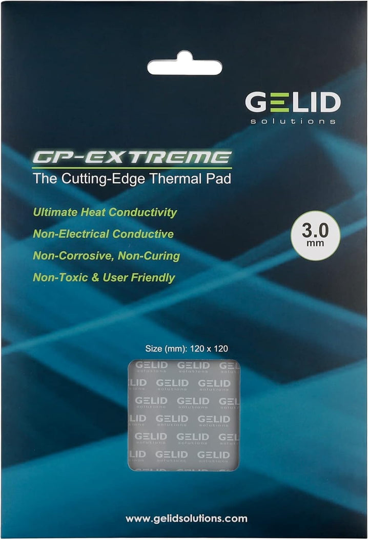 Gelid Solutions GP-Extreme 12W-Thermopad 120x120x3.0mm. Ausgezeichnete Wärmeleitung, Idealer Lückenf