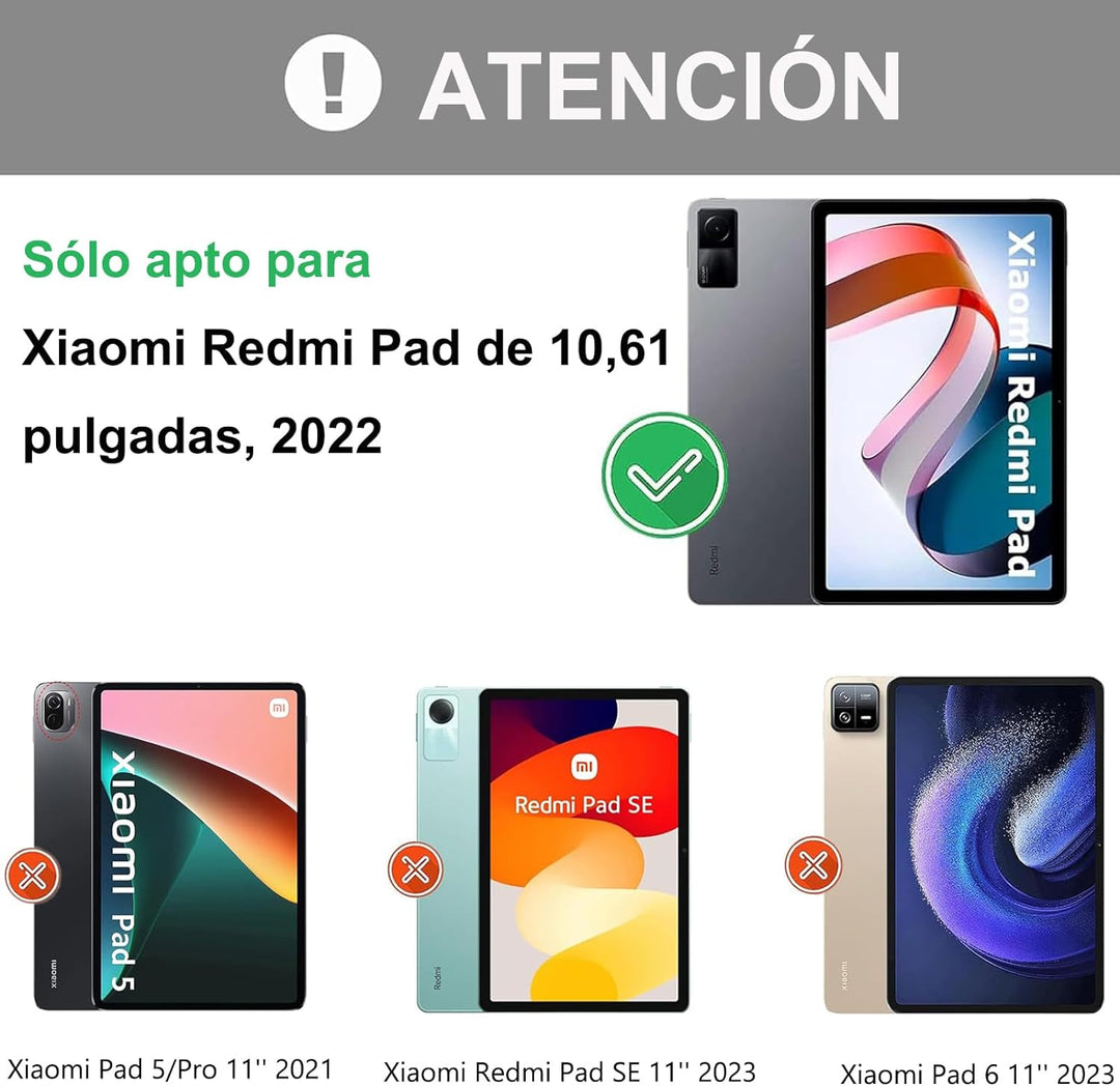 YUEJIDZ Xiaomi L83 Redmi Pad 10,61 Zoll 2022 Schutzhülle mit spanischer Tastatur, ultradünn, Premium