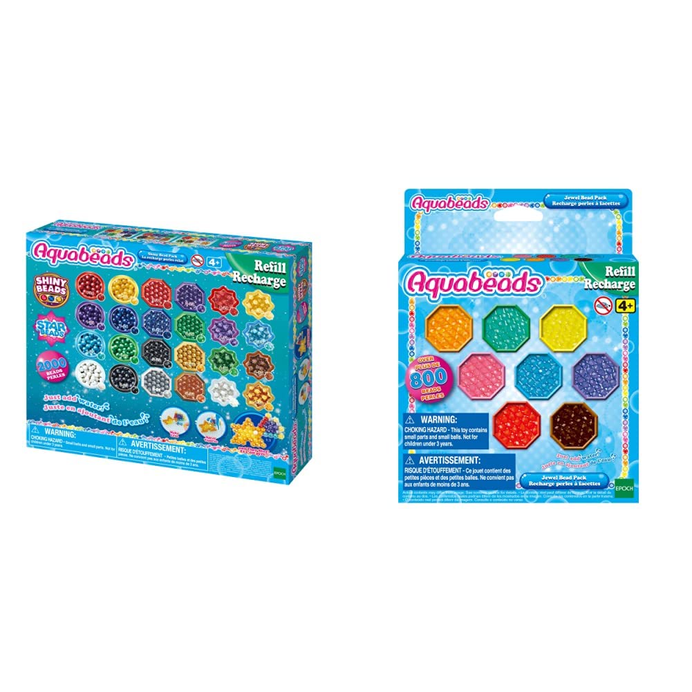 Aquabeads 31995 Perlmuttperlen Nachfüllpack - Nachfüllset & 31520 Glitzerperlen - Nachfüllset Nachfü