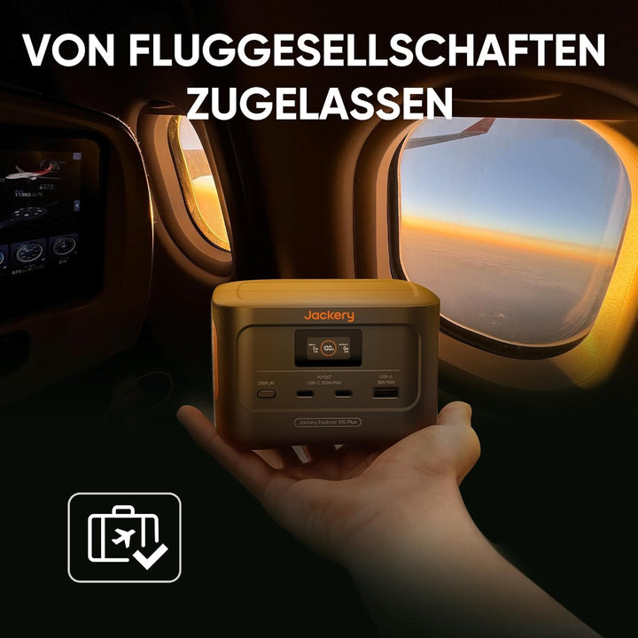Jackery Explorer 100 Plus, 99 Wh/31000 mAh Tragbare Powerstation mit LiFePO4 Akku mit 128 W Ausgang,