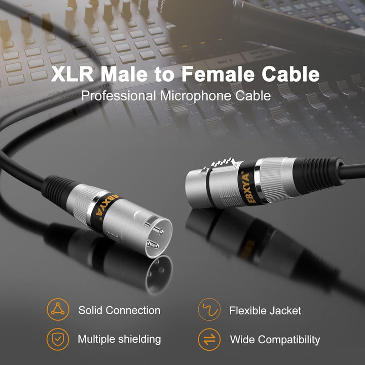 EBXYA XLR Kabel, Mikrofonkabel, 10M, Stecker auf Buchse, Symmetrisches XLR Mikrofonkabel, XLR Patchk