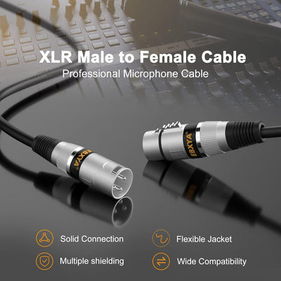 EBXYA XLR-Kabel, Mikrofonkabel, 6 m, 2 Stück, Stecker auf Buchse, symmetrisches XLR-Mikrofonkabel, X