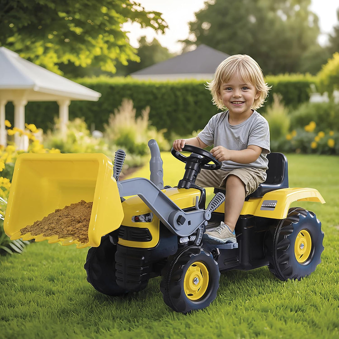 Unbekannt Dolu Pedaltraktor mit Bagger für Kleinkinder ab 3 Jahren, Kinder-Pedaltraktor mit Lernfunk