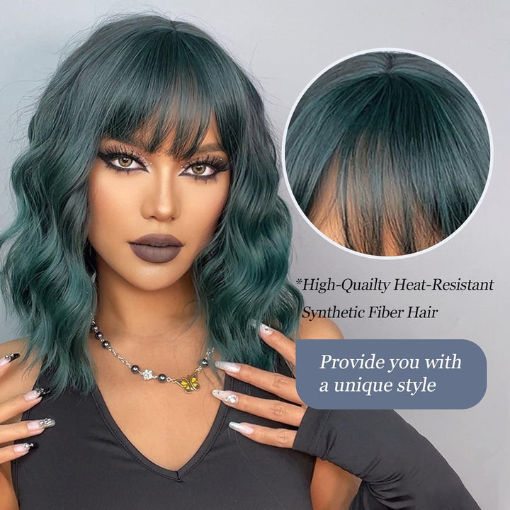 HAIRCUBE Kurze Charming Bob mit Bangs Perücken für Frau Natur Hitzebeständige Synthetische Faser Par