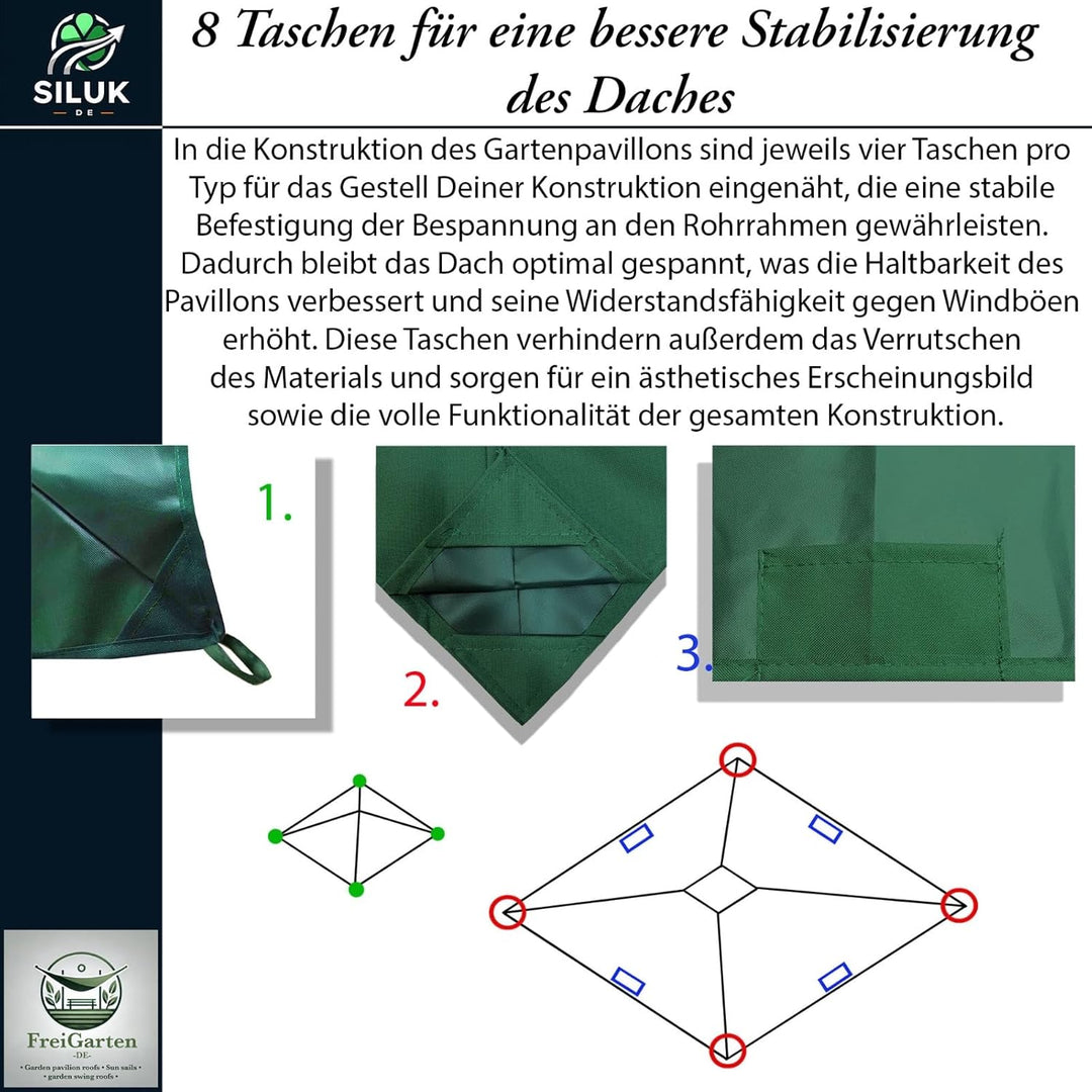 freigarten.de Ersatzdach für Pavillon 334 cm x 334 cm Sand Antik Pavillon Wasserdicht Material: Pana