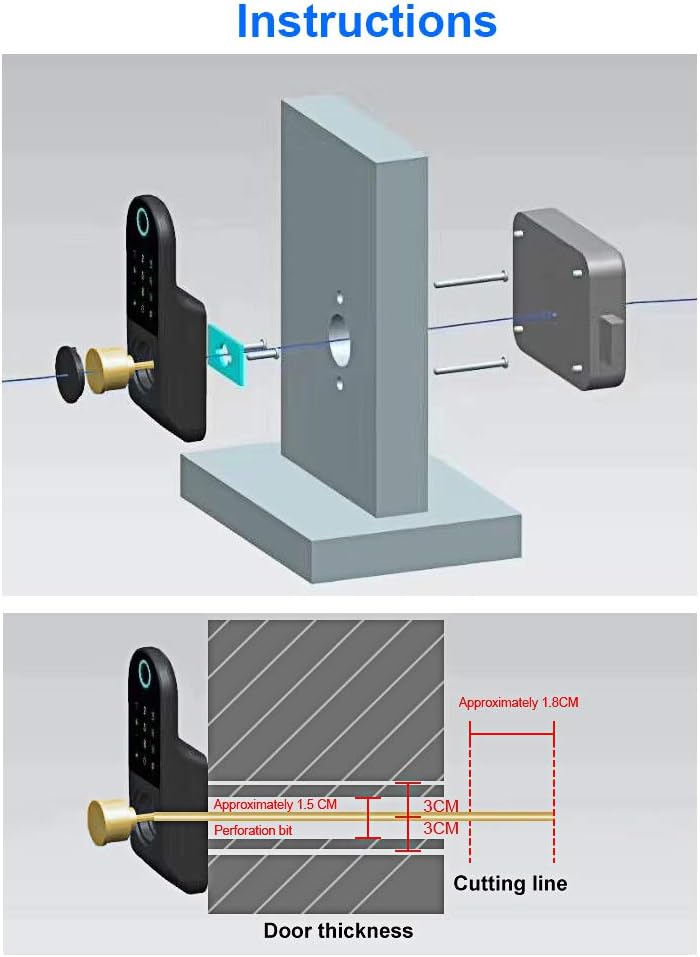 FTSTech Elektronisches Smart Lock Biometrischer Fingerabdruck Türschloss Virtuelles Passwort Wechat