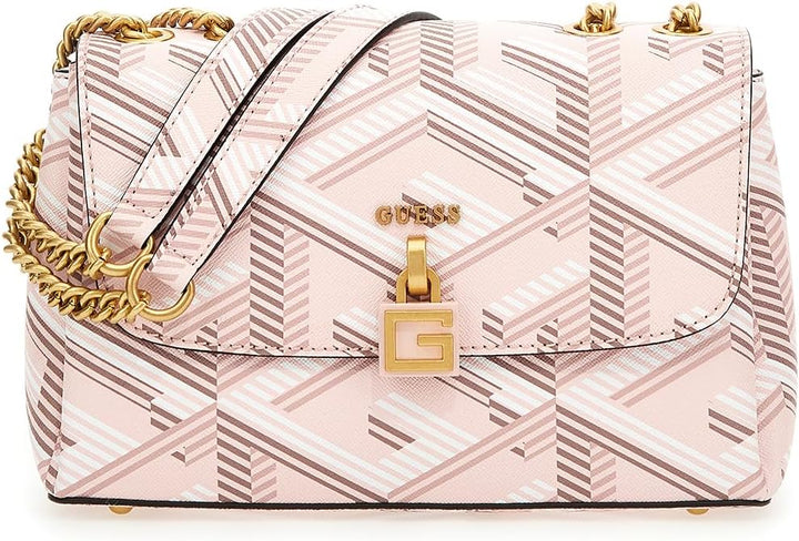 GUESS Damen Montreal Covertible Flap Umhängetasche, Crossbody Pale Rose Logo, Pale Rose Logo