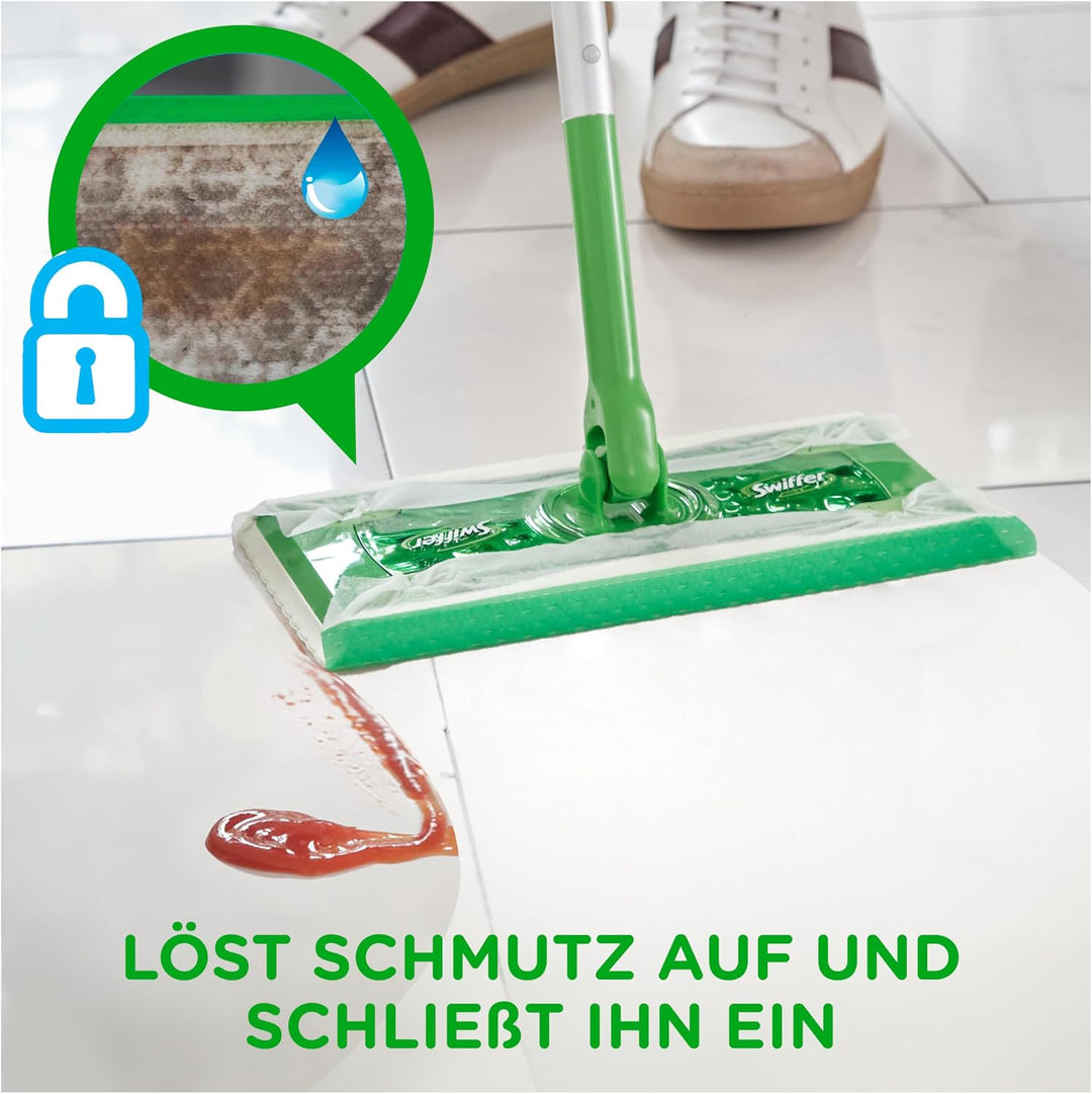 Swiffer Bodenwischer Mit 102 Trockenen Bodentüchern Nimmt Schmutz Auf Und Schliesst Ihn Ein (+3 Feuc