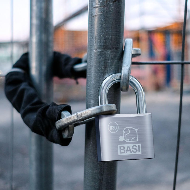 BASI | Vorhangschloss 12er Set | 20 mm | gleichschliessend | massives Aluminium-Gehäuse | gehärteter