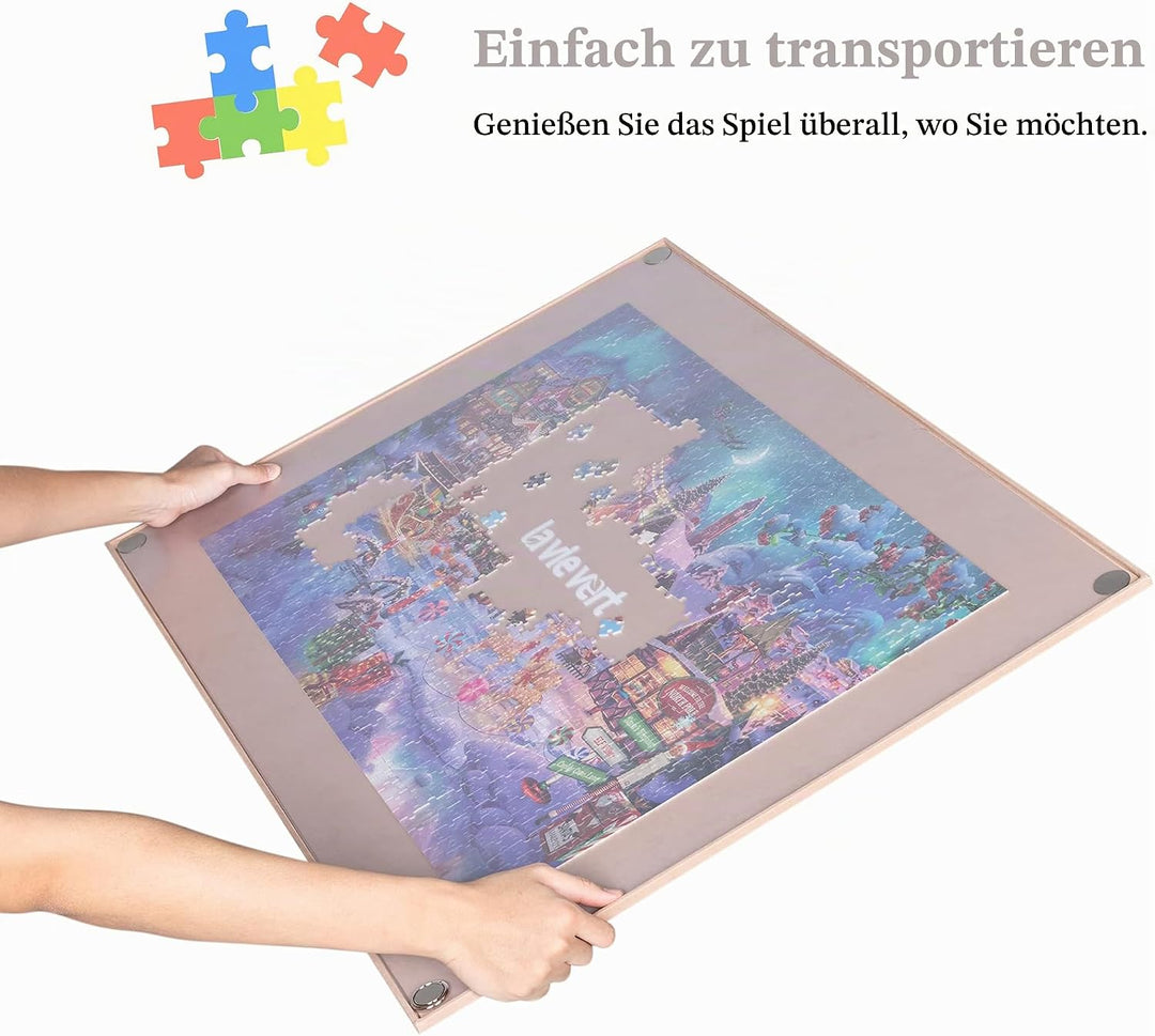 Lavievert tragbares Puzzle Brett aus Holz mit staubdichter Abdeckung, Puzzlematte, Puzzle Aufbewahru
