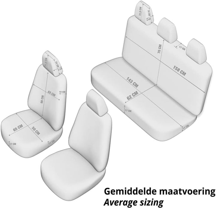otoM Universelle Stoff/Leder Sitzbezüge 'Limited' Schwarz + Graue Nähten- 11-Teilig- - kompatibel mi