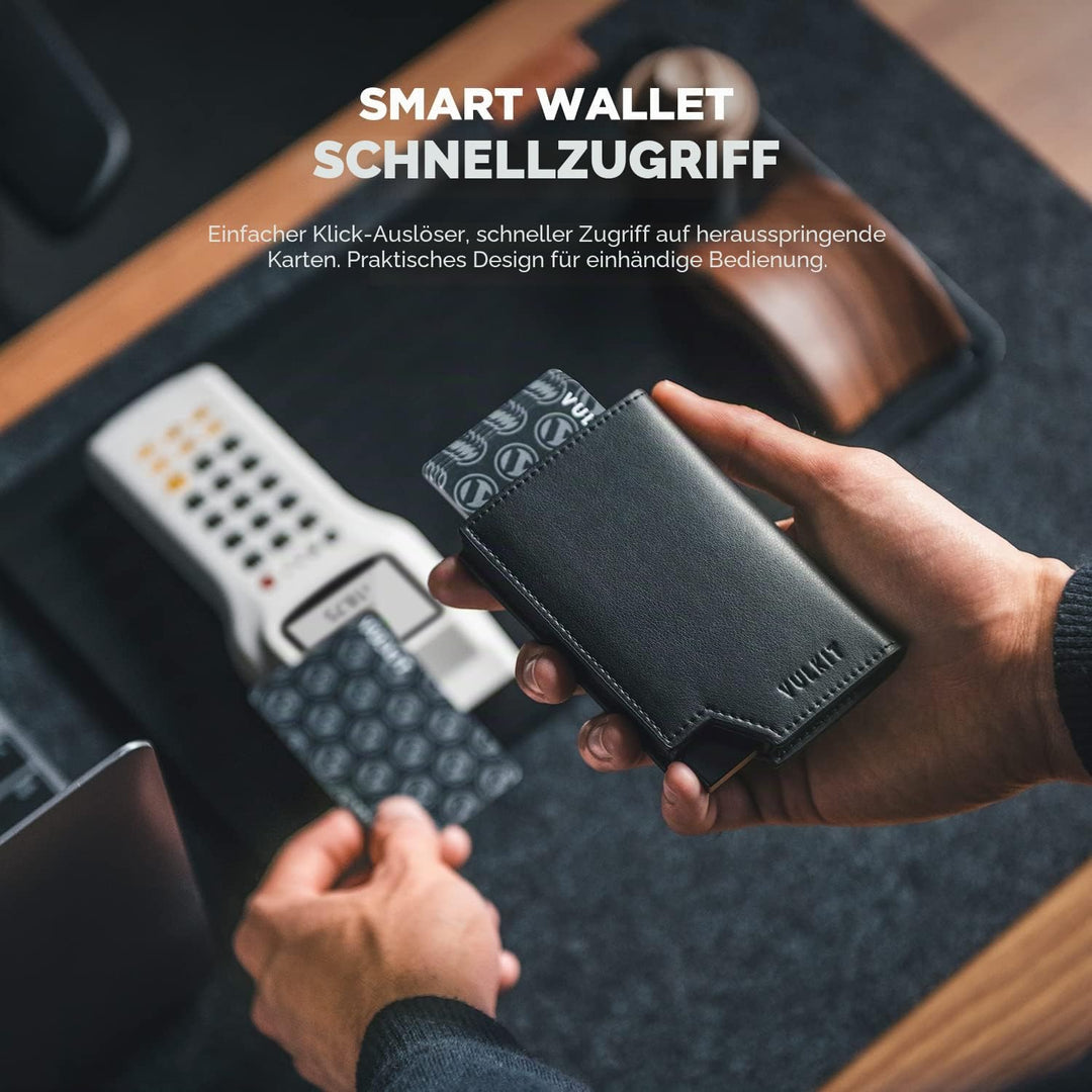 VULKIT Kreditkartenetui RFID Blockierendes Pop Up Kartenetui aus Leder für Männer und Frauen, mit Ge