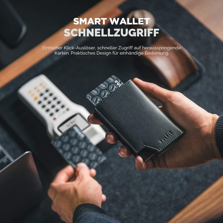 VULKIT Kreditkartenetui RFID Blockierendes Pop Up Kartenetui aus Leder für Männer und Frauen, mit Ge