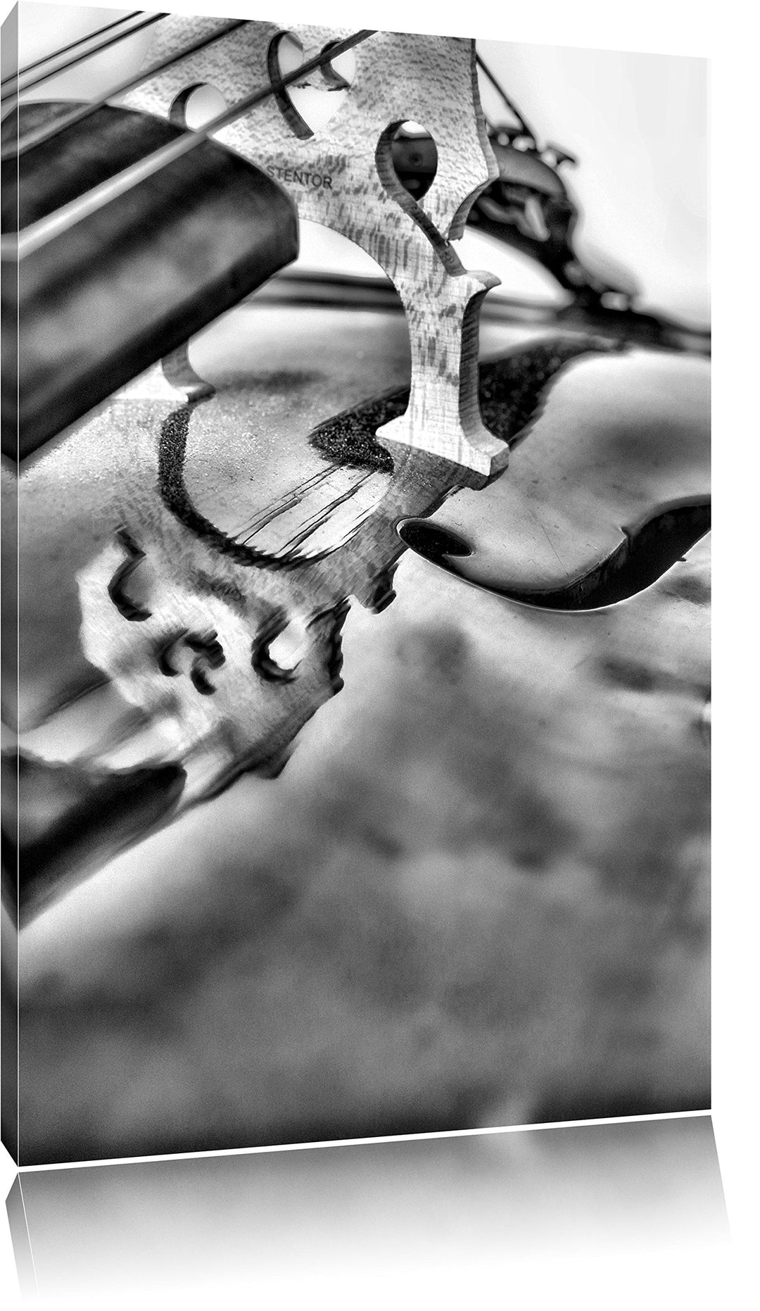 Monocrome, Cello, Format: 100x70 auf Leinwand, XXL riesige Bilder fertig gerahmt mit Keilrahmen, Kun