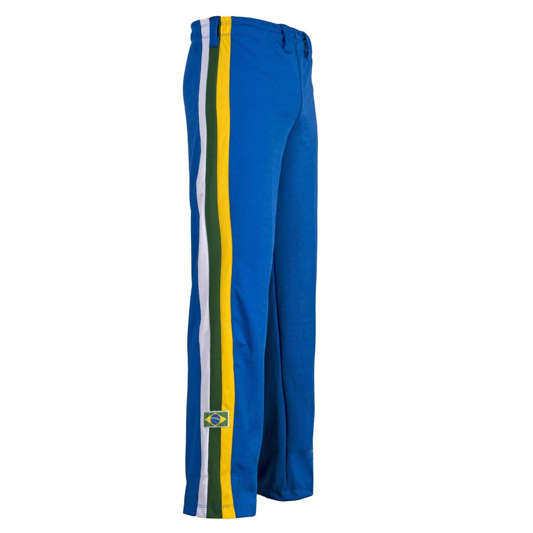 JL Sport Authentische Brasilianische Capoeira Kampfsport Unisex Hosen (Blau Mit Brasilien Nationalfa