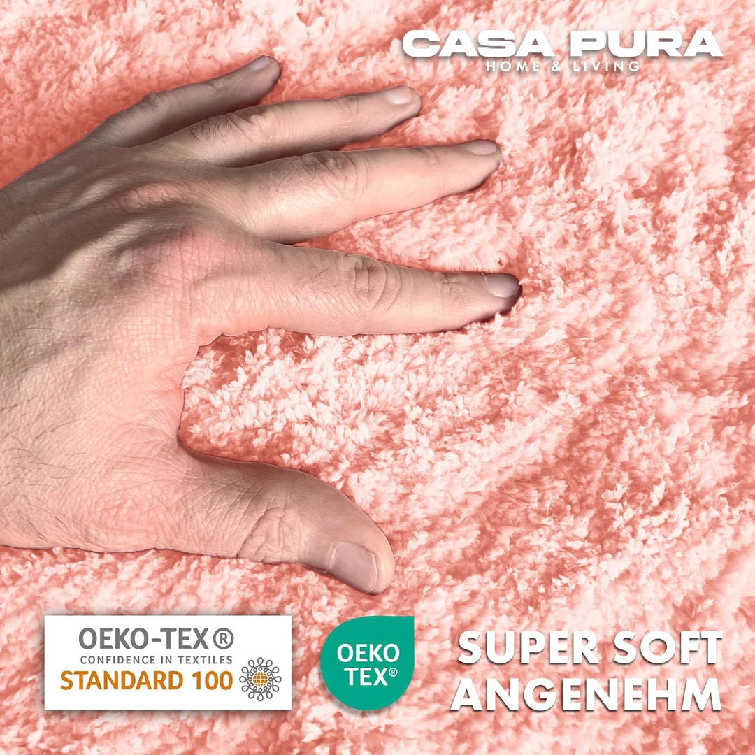 casa pura Badematte Rosa weicher, Flauschiger Badezimmerteppich in Shaggy Optik, Badvorleger rutschf