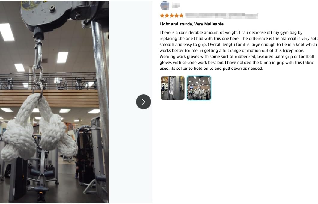 DASKING Tricep Seil, Weiches Trizepsseil Gym Attachment für Latziehen, Bizeps-Curls - Ergonomisches