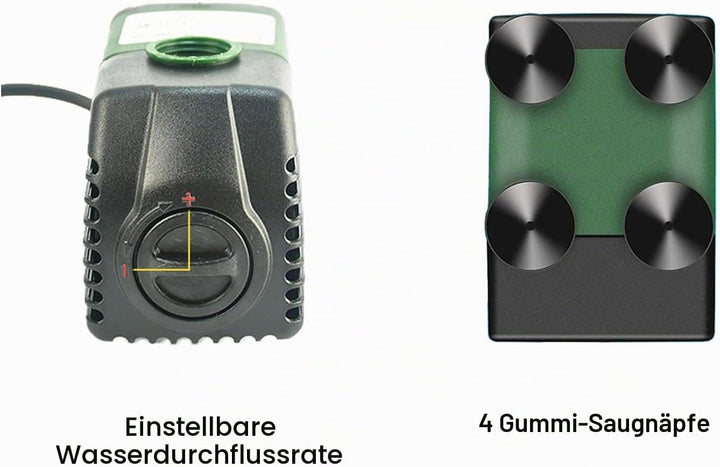Wasserpumpe 25W 1500L/H, Wasserdicht, AolKee Klein Wasserpumpe Tauchpumpe 2 Düse für Teich Brunnen A