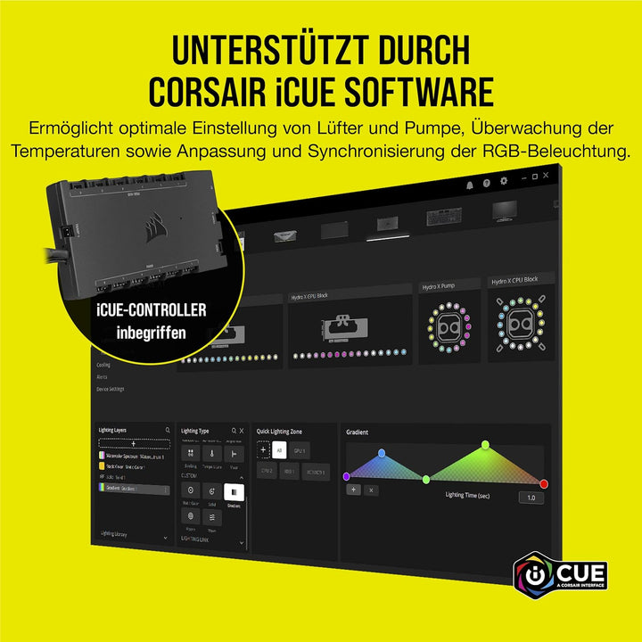 Corsair Hydro X Series iCUE XH305i RGB PRO Individuelles Kühlungs-Kit (Hardline-CPU-Kühlkreislauf, C