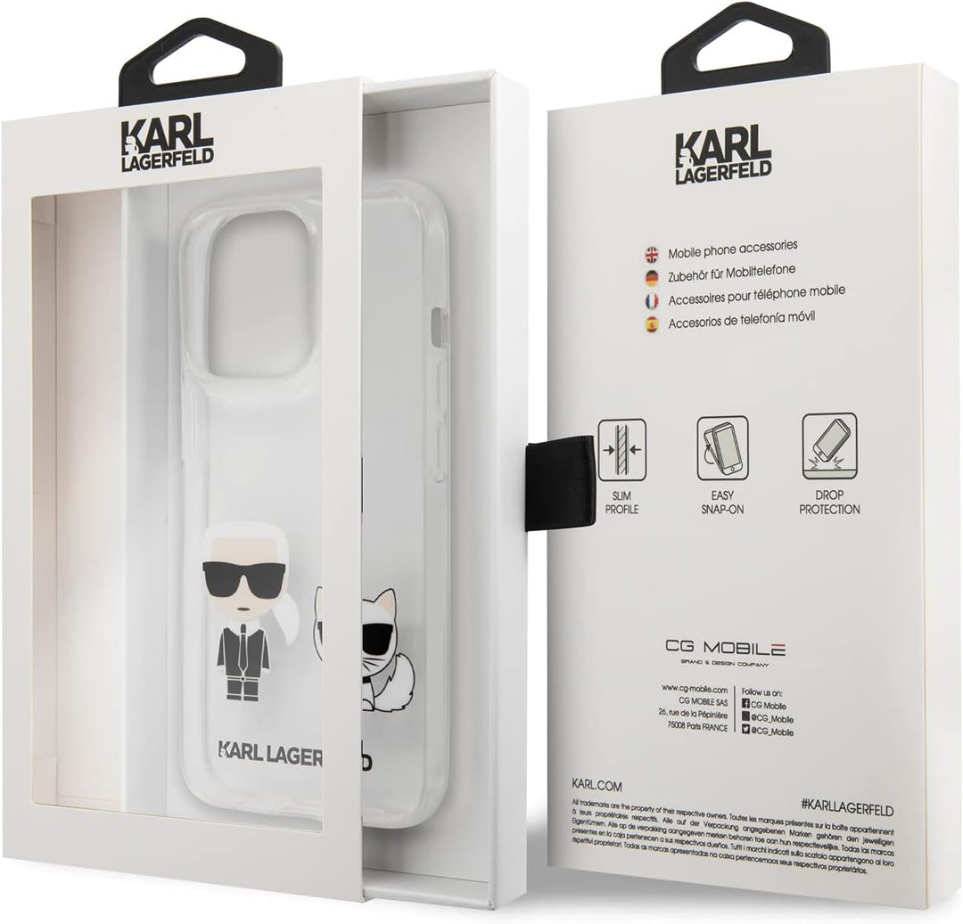 CG MOBILE Karl Lagerfeld Flexible Hartschale Ikonik Choupette Kompatibel mit iPhone 13 Pro Max Langl