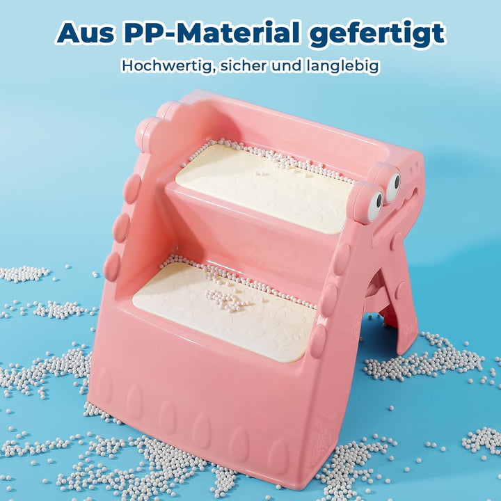 Tritthocker Kinder, Hocker Kinder Klappbar Tritthocker 2 Stufen, Rutschfester Hocker Kinder Bad Anti