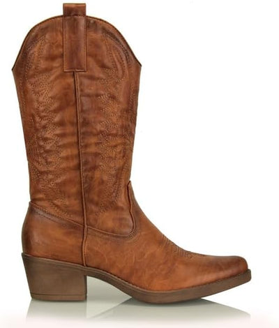 Procity Damen Cowboy Stiefel Westernstiefel für Damen mit dem Blockabsatz 39 EU Camel, 39 EU Camel