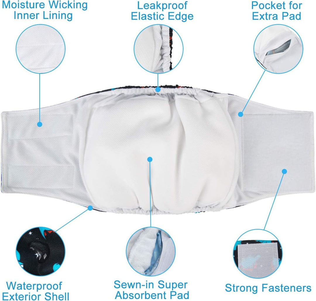 CuteBone Männlich Waschbare Hundewindeln Bauchbänder,3 Stück Wiederverwendbare hund bauchband für Rü