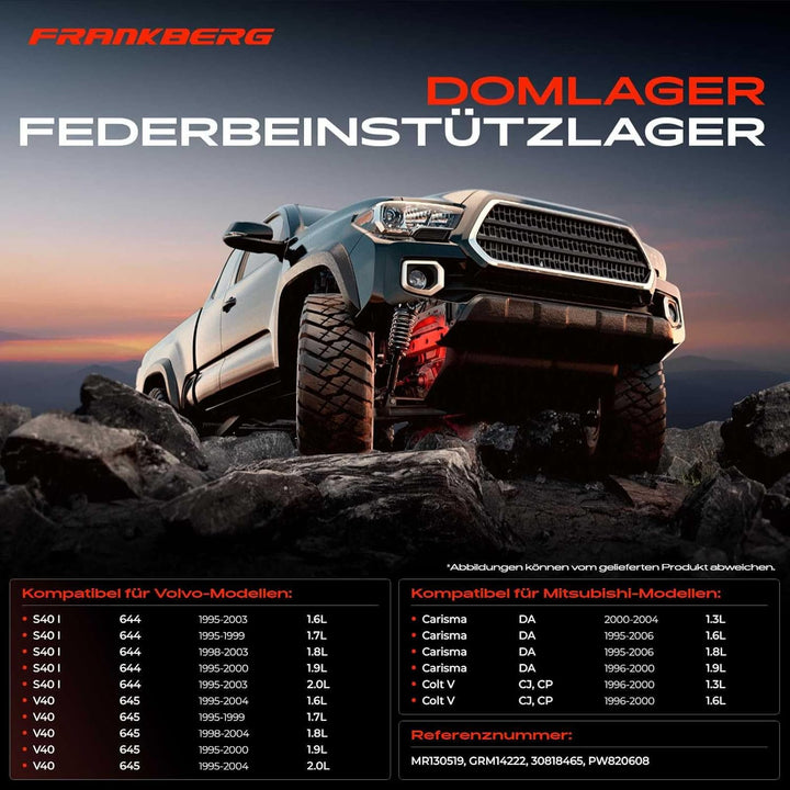Frankberg 1x Domlager Federbeinstützlager Vorderachse Kompatibel mit Carisma DA 1.6L 1.8L 1.9L 1995-
