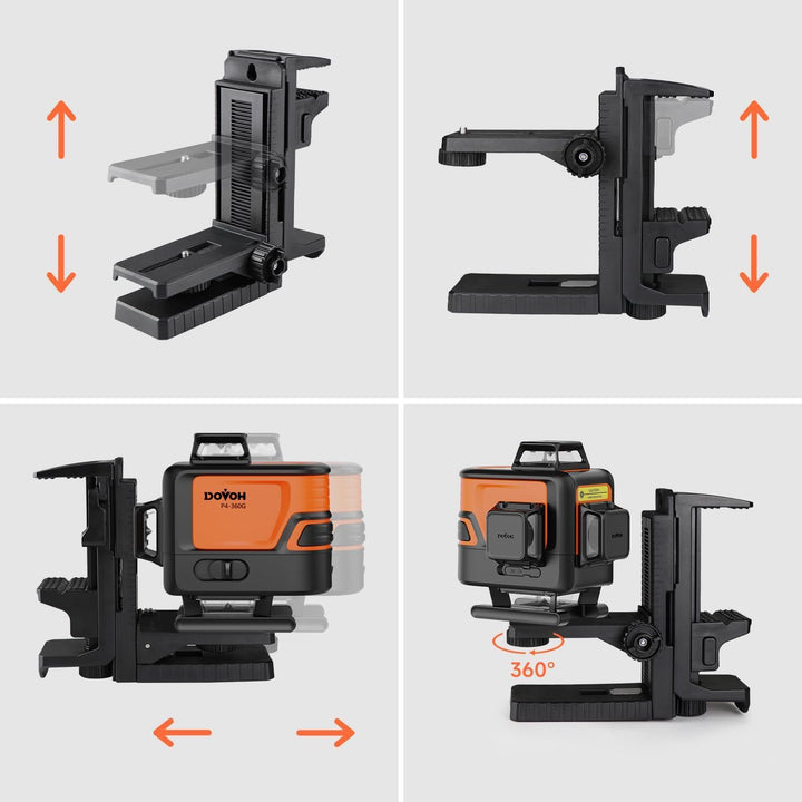 DOVOH Kreuzlinienlaser magnetisch, Heavy-Duty Multifunktional mit verstellbarer Klemme, 1/4"-20 Gewi