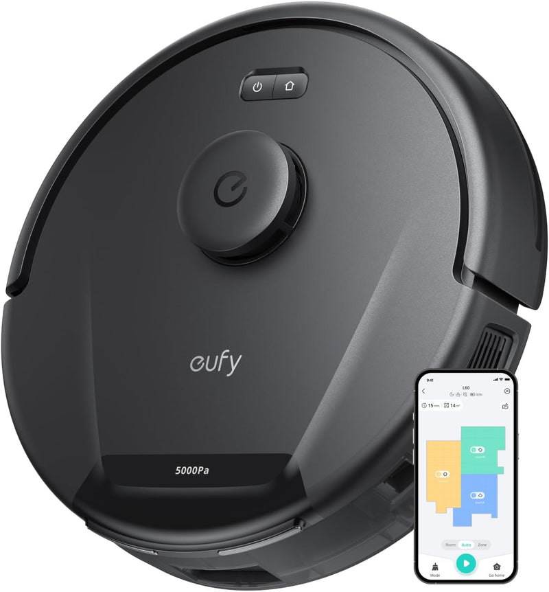 eufy L60 Saugroboter, Ultra Starke 5.000Pa Saugkraft, Staubsauger Roboter mit iPath Laser-Navigation