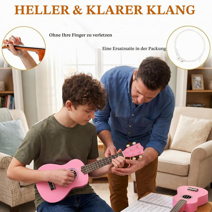 Everjoys Sopran Ukulele Set für Kinder und Erwachsene 21 Zoll Ukulele Starter Kit mit Tasche, Tuner,