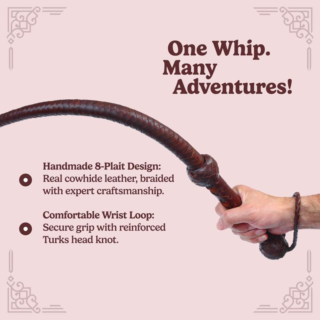 Echte Rindsleder Leder Bullwhip, 08 Fuss lang und 08 Stränge flechten Indiana Jones Stil Bullenpeits